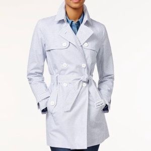 tommy hilfiger | blue & white striped coat
